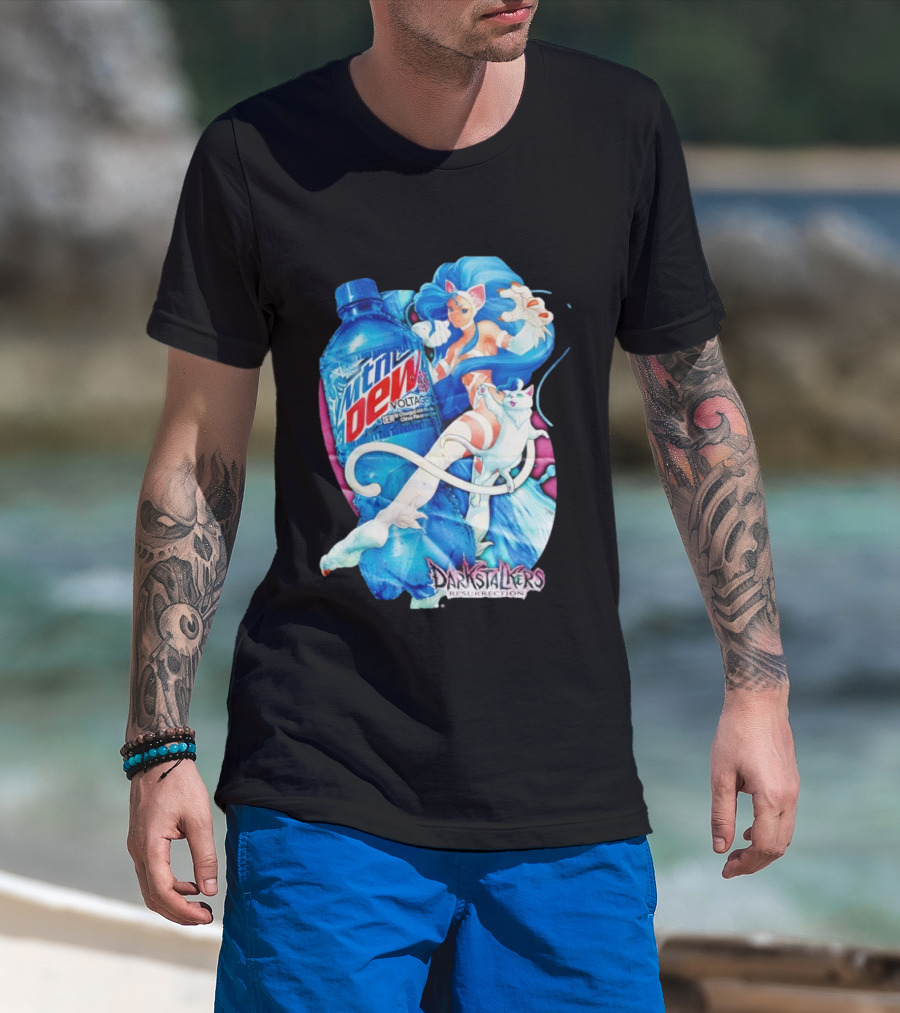 Darkstalkers Resurrection Felicia Mtn Dew Voltage Collaboration T-Shirt