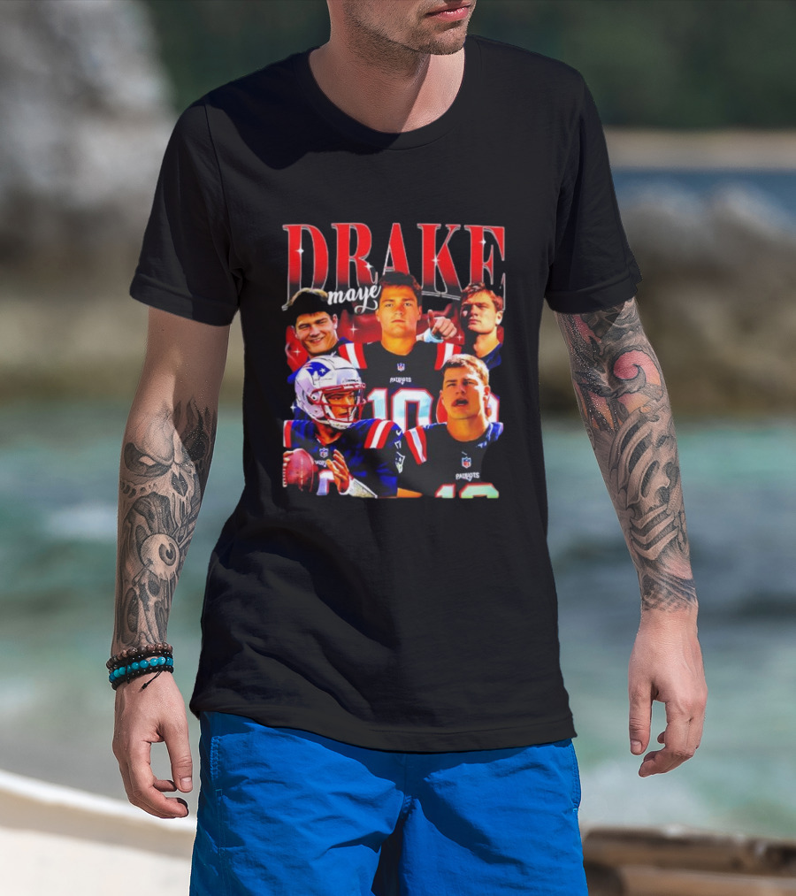 Drake Maye Patriots Vintage 90s Quarterback NFL Football T-Shirt