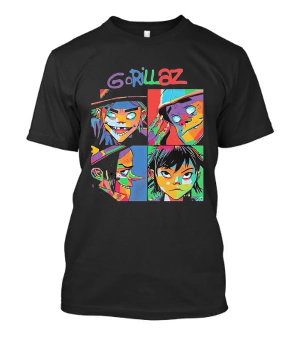 Gorillaz 2D Murdoc Niccals Noodle Russel Hobbs Members Portrait T-Shirt