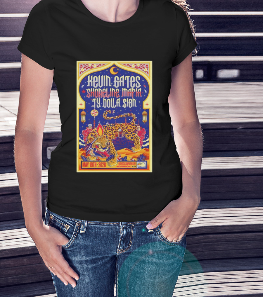 Kevin Gates Shoreline Mafia Ty Dolla Sign Red Rocks Amphitheatre May 19 2026 Morrison CO T-Shirt