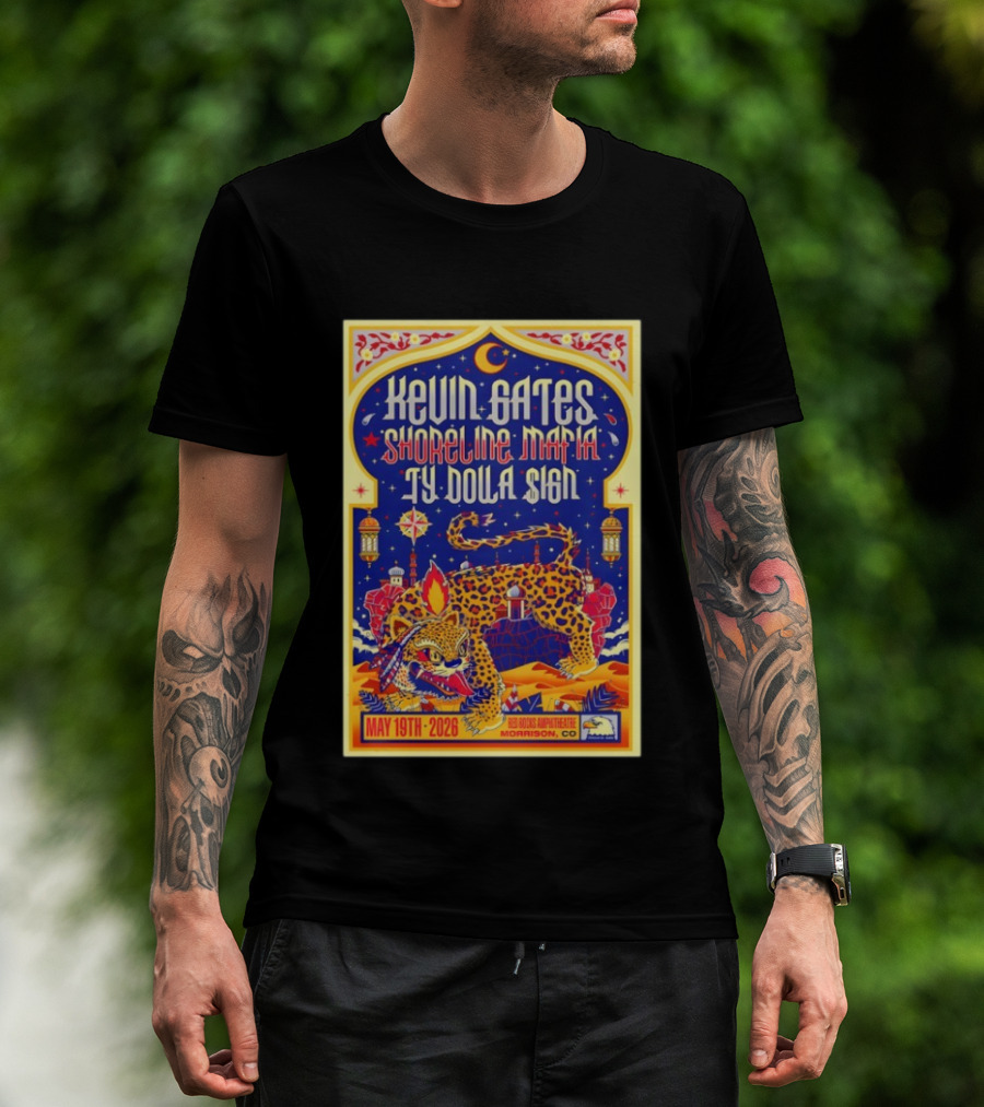 Kevin Gates Shoreline Mafia Ty Dolla Sign Red Rocks Amphitheatre May 19 2026 Morrison CO T-Shirt