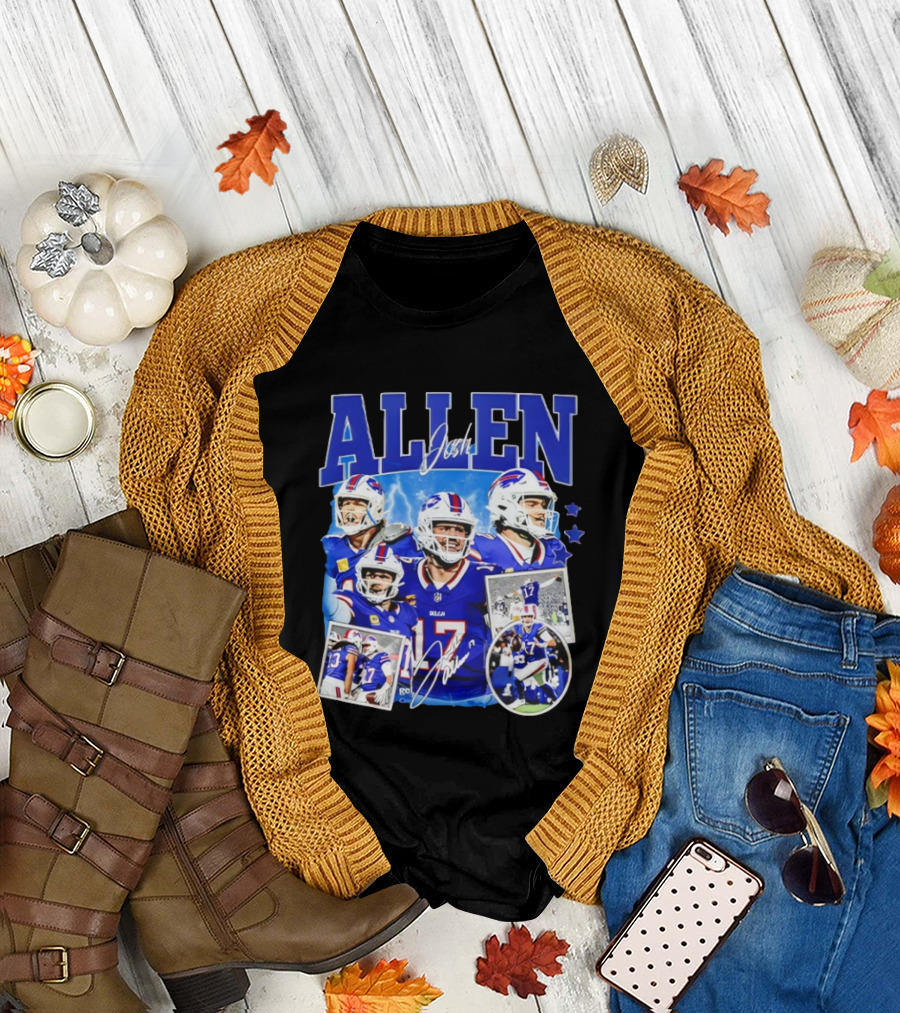Josh Allen Buffalo Bills NFL Quarterback Signature Collage T-Shirt