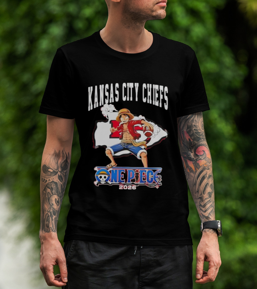 Kansas City Chiefs One Piece Luffy Football Crossover 2026 T-Shirt