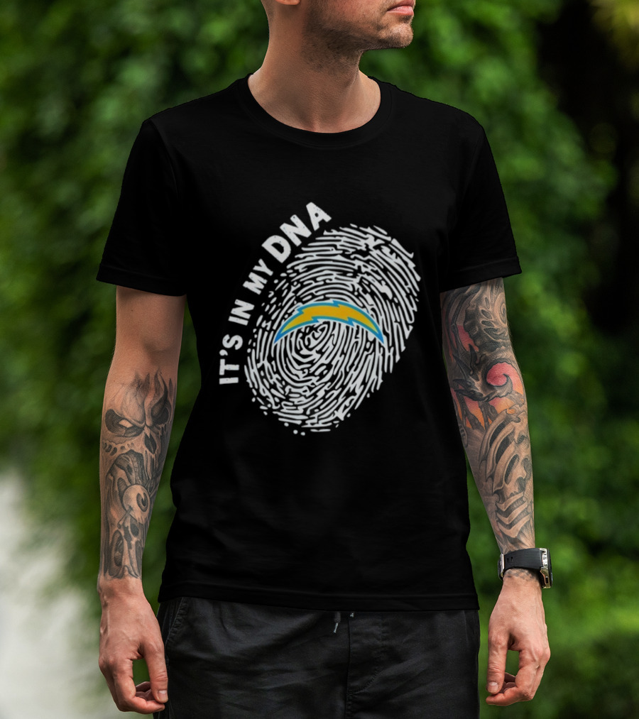Los Angeles Chargers It's In My DNA Fingerprint Bolt T-Shirt