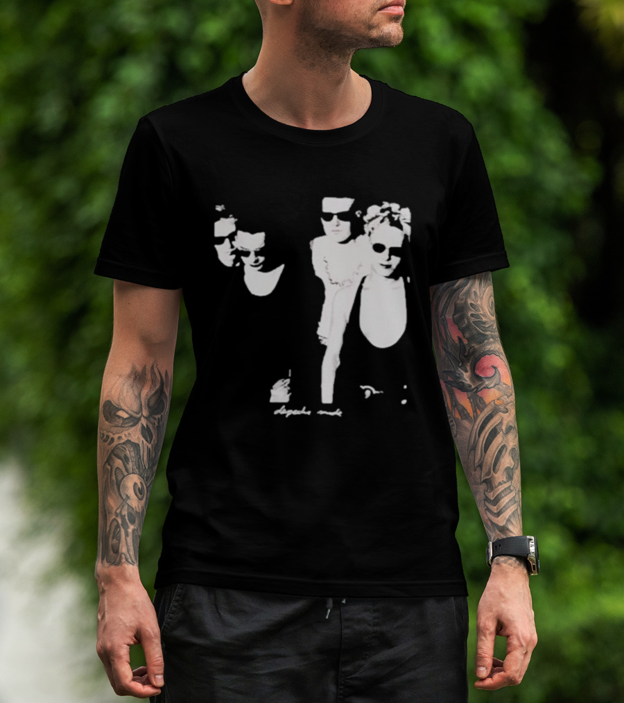 Public Laundry Depeche Mode Classic Band Members Black And White Sunglasses Style T-Shirt