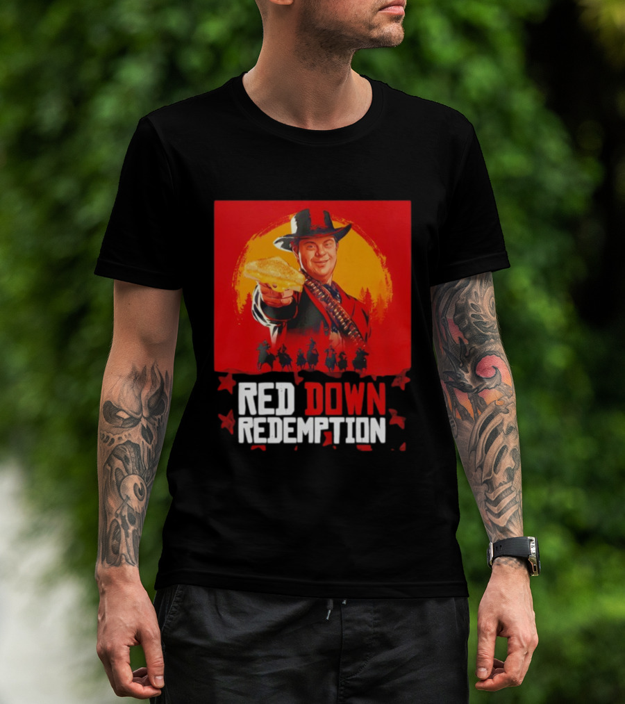 Red Down Redemption Cowboy Parody Toast Fun Graphic T-Shirt