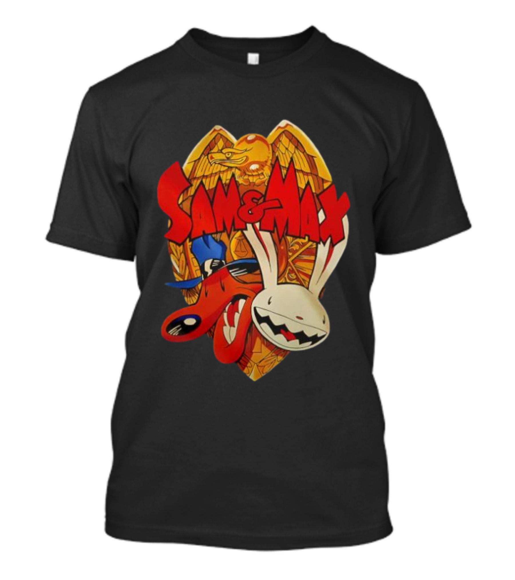 Sam & Max Freelance Police Badge Symbol With Cartoon Characters T-Shirt