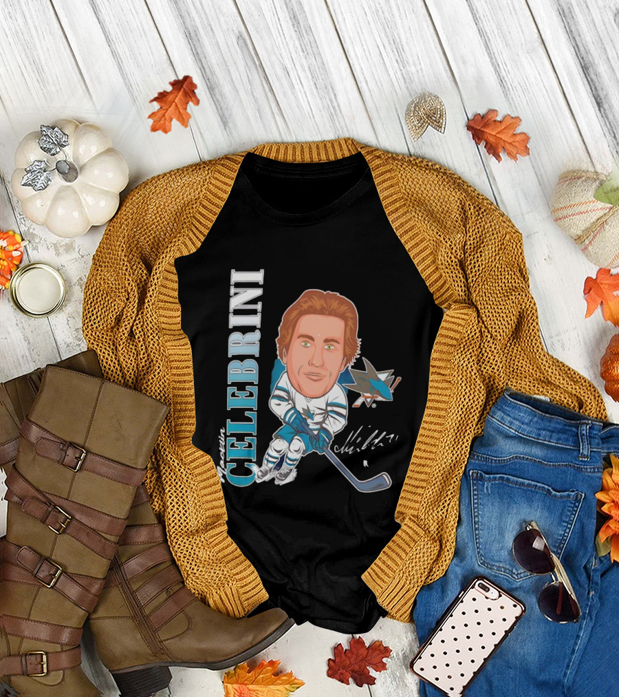 San Jose Sharks Macklin Celebrini #71 Big Head Signature Fanatics T-Shirt