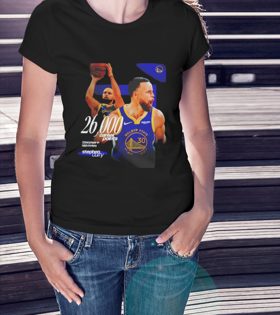 Stephen Curry Golden State Warriors 26000 Career Points 22nd NBA Player T-Shirt