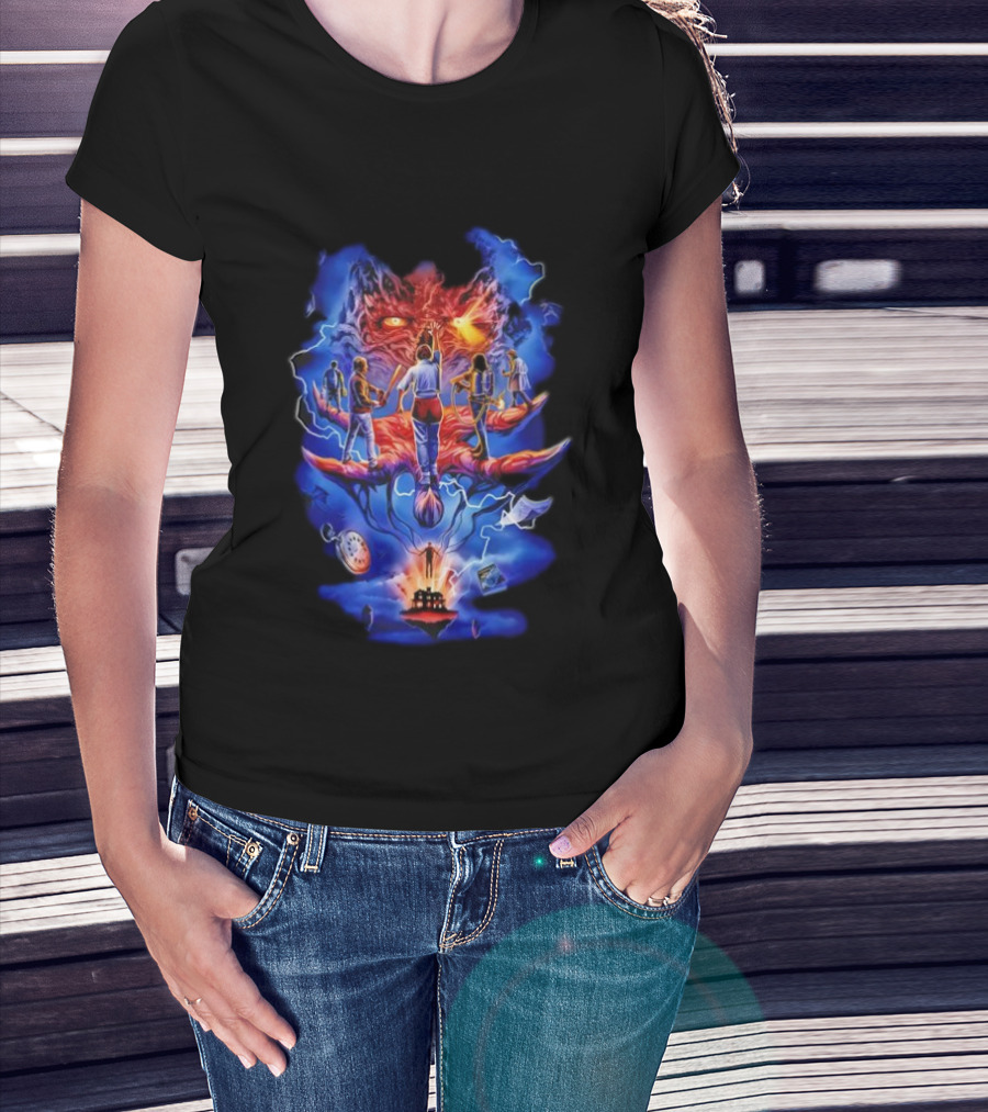 Stranger Things Fright Rags Upside Down Warriors Dramatic Art Adventure T-Shirt