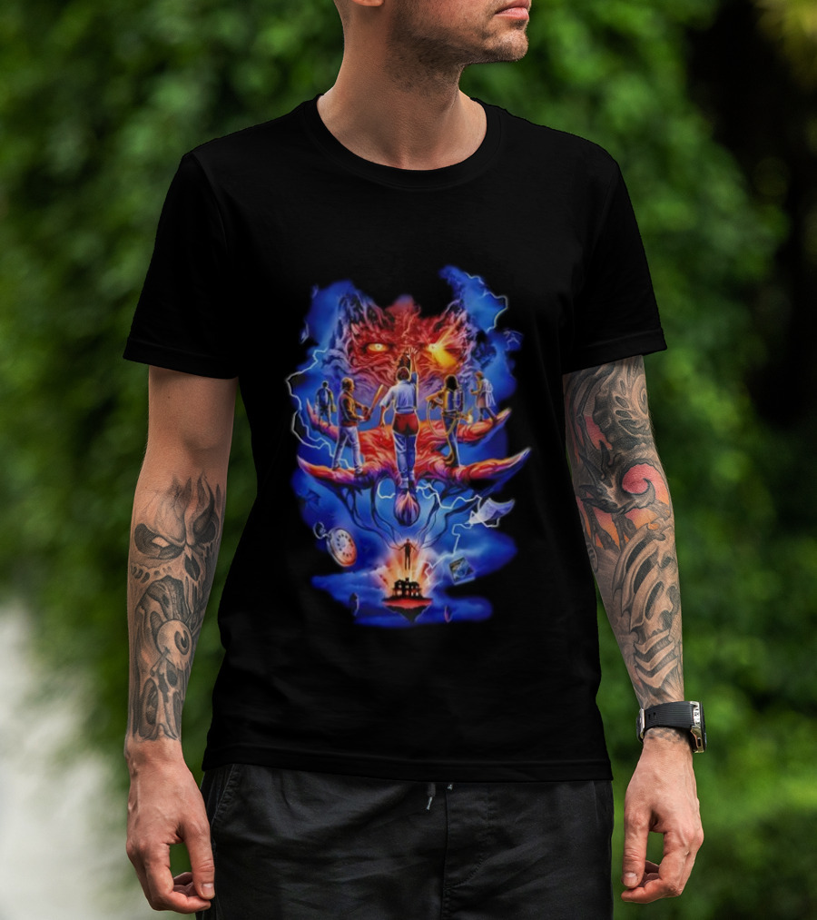 Stranger Things Fright Rags Upside Down Warriors Dramatic Art Adventure T-Shirt
