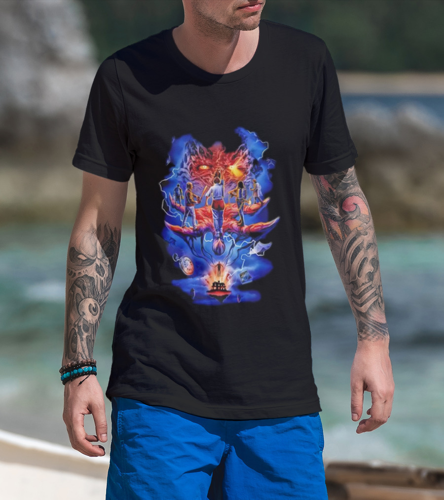 Stranger Things Fright Rags Upside Down Warriors Dramatic Art Adventure T-Shirt