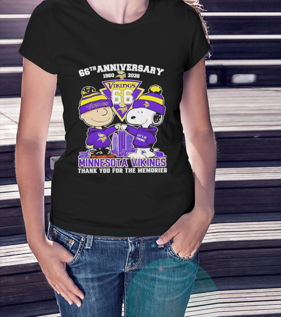 Peanuts Minnesota Vikings 66th Anniversary 1961-2023 Thank You For The Memories T-Shirt