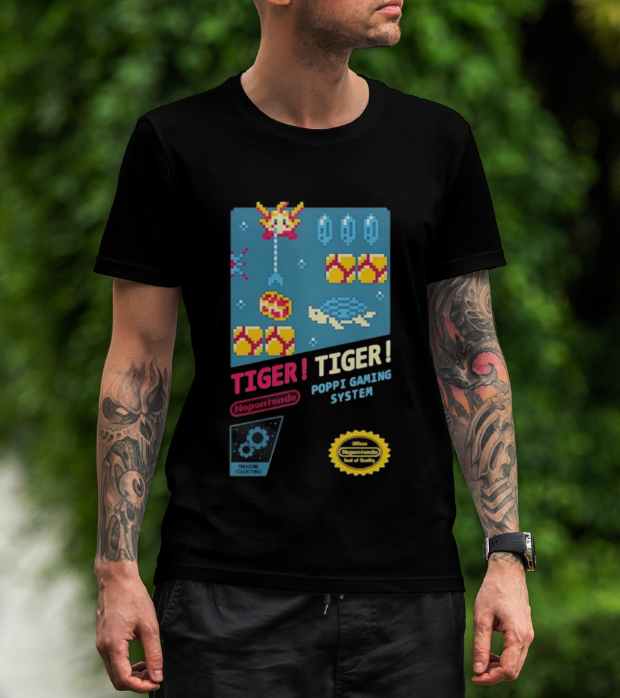 TIGER TIGER Poppi Gaming System Nopontendo Treasure Collecting Pixel Art T-Shirt