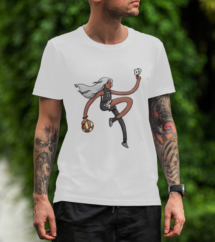 A’ja Wilson Las Vegas Aces Number 22 Holding Basketball And Ace Card T-Shirt