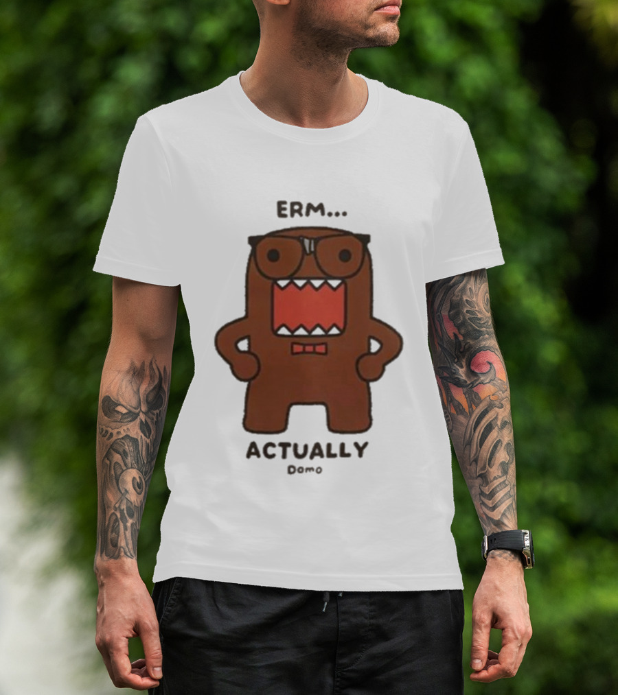 Domo Erm Actually Character With Glasses And Bow Tie T-Shirt
