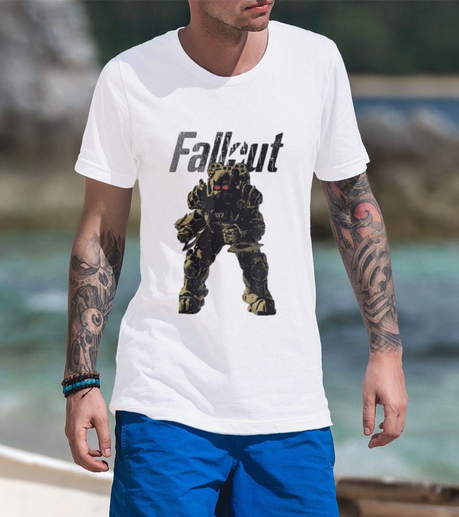 Fallout Power Armor Iconic Gaming Symbol Bold Apocalyptic Style T-Shirt