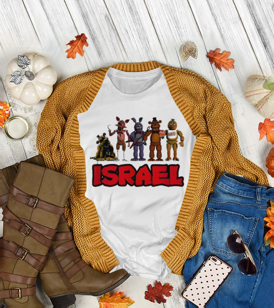 Five Nights at Freddy's Characters Israel Text T-Shirt