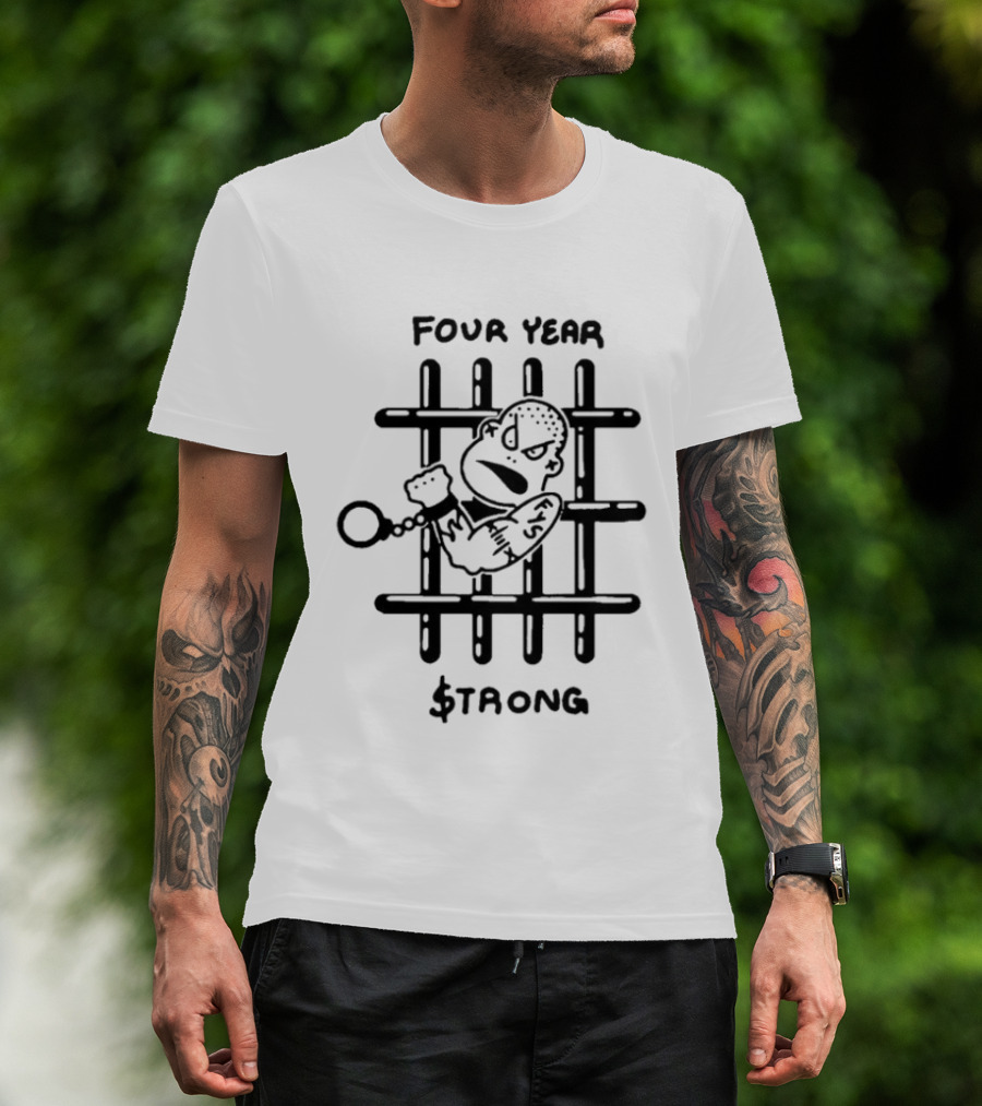 Four Year Strong Cartoon Prison Bars Character T-Shirt
