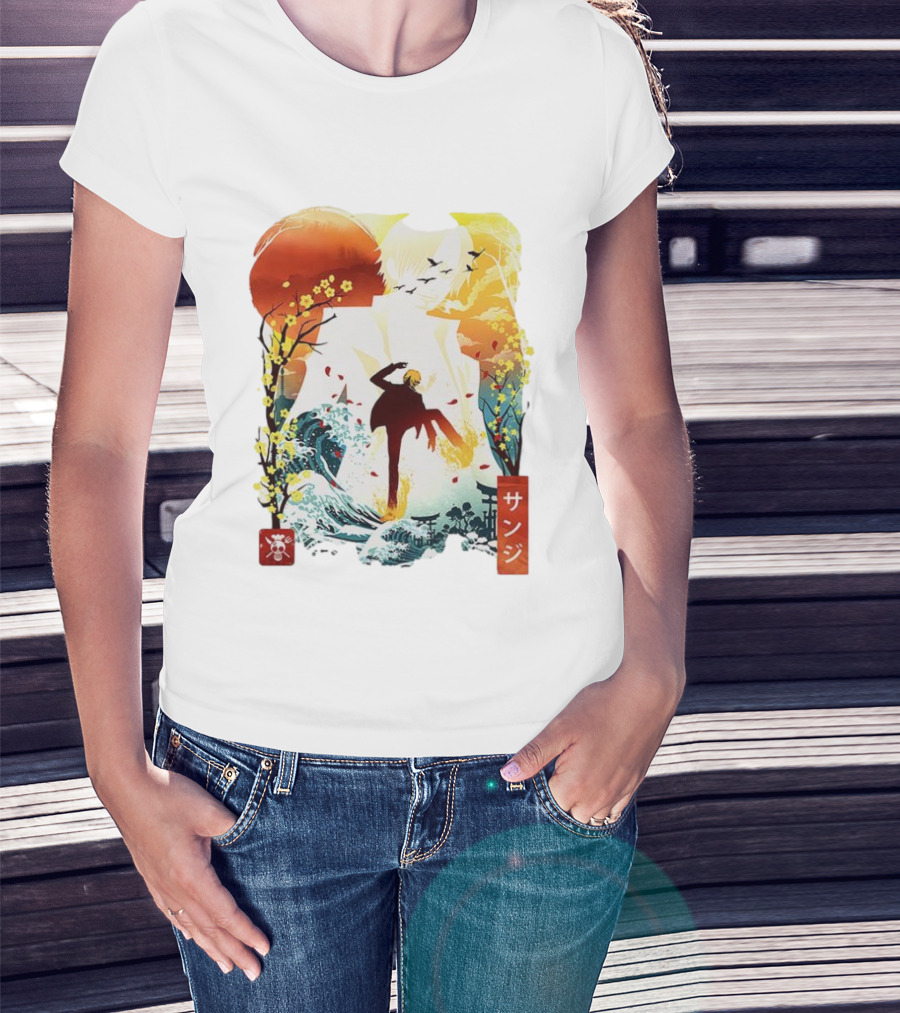 Sanji One Piece Anime Ukiyo-e Style Lunar New Year Japan Art T-Shirt