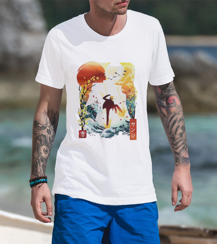 Sanji One Piece Anime Ukiyo-e Style Lunar New Year Japan Art T-Shirt