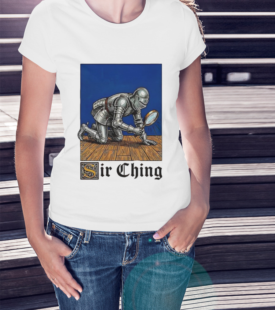 Sir Ching Knight Armor Magnifying Glass Search T-Shirt