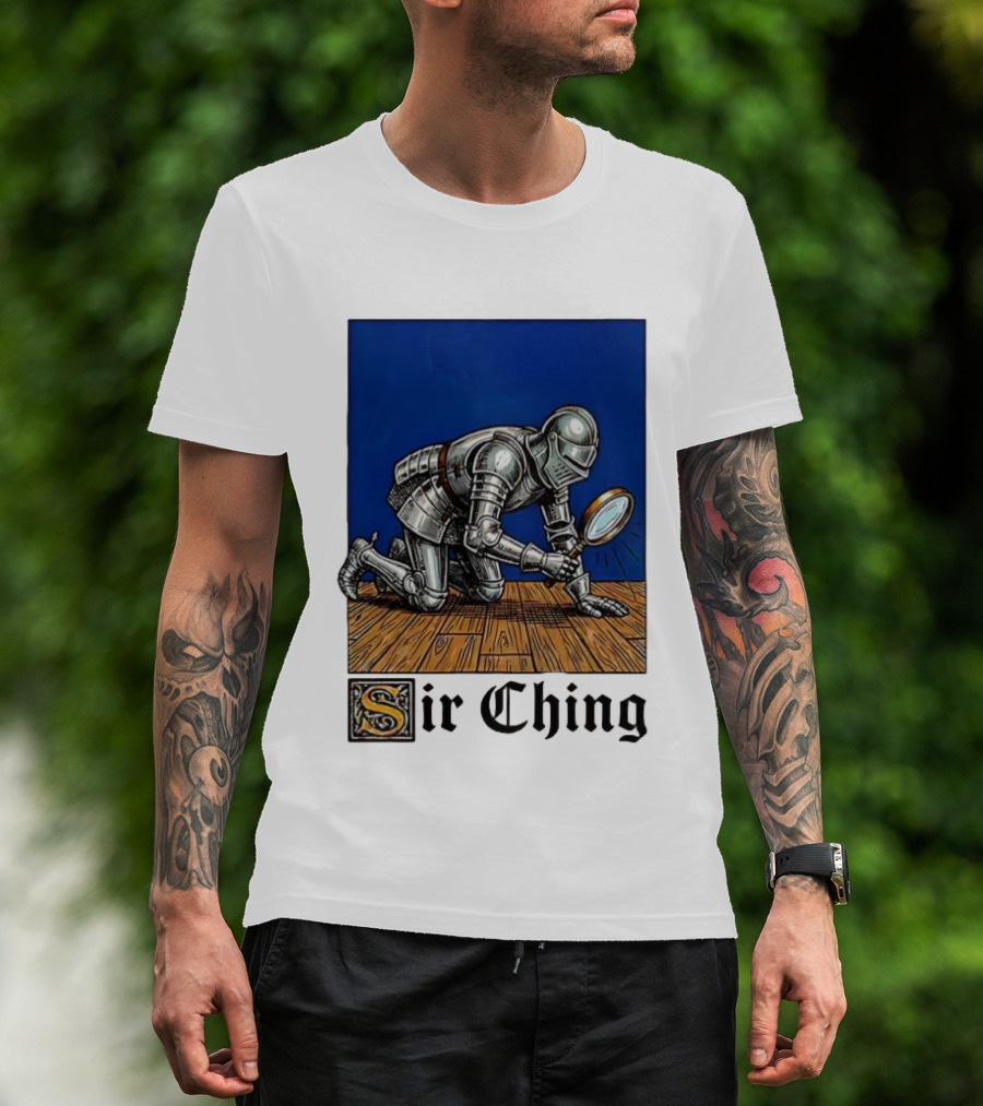 Sir Ching Knight Armor Magnifying Glass Search T-Shirt