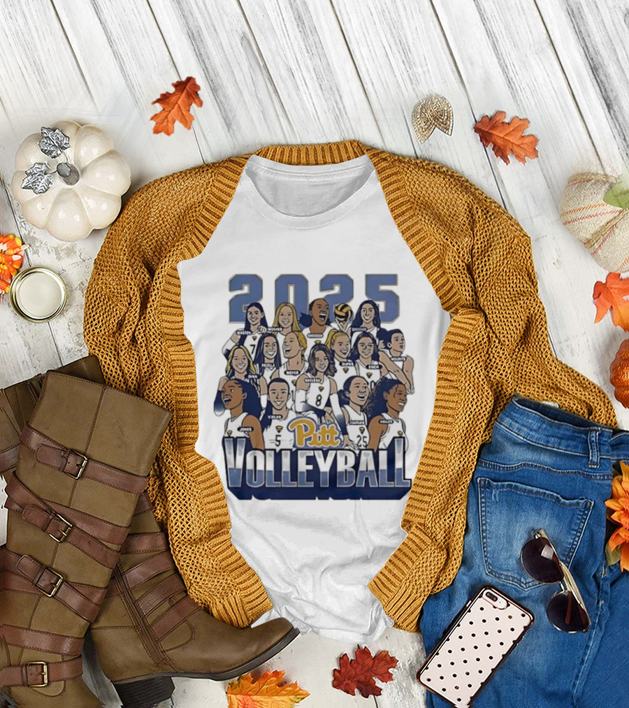 Pitt Volleyball 2025 Pittsburgh Panthers Team Caricature T-Shirt