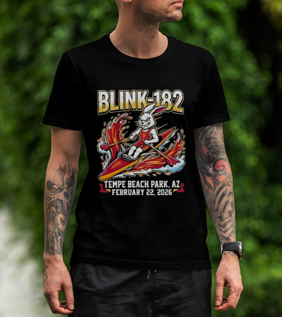 Blink 182 Tempe Beach Park AZ February 22 2026 Rowing Bunny T-Shirt