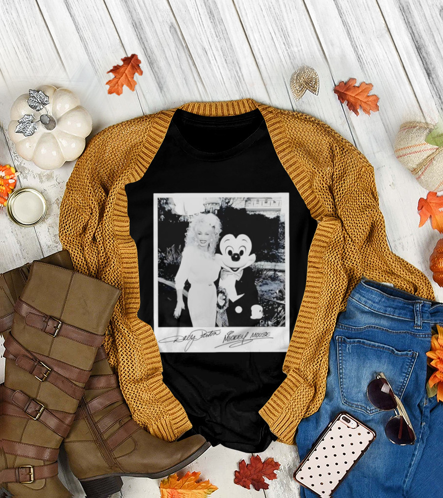 Dolly Parton Mickey Mouse Autograph Polaroid Disney Collaboration T-Shirt