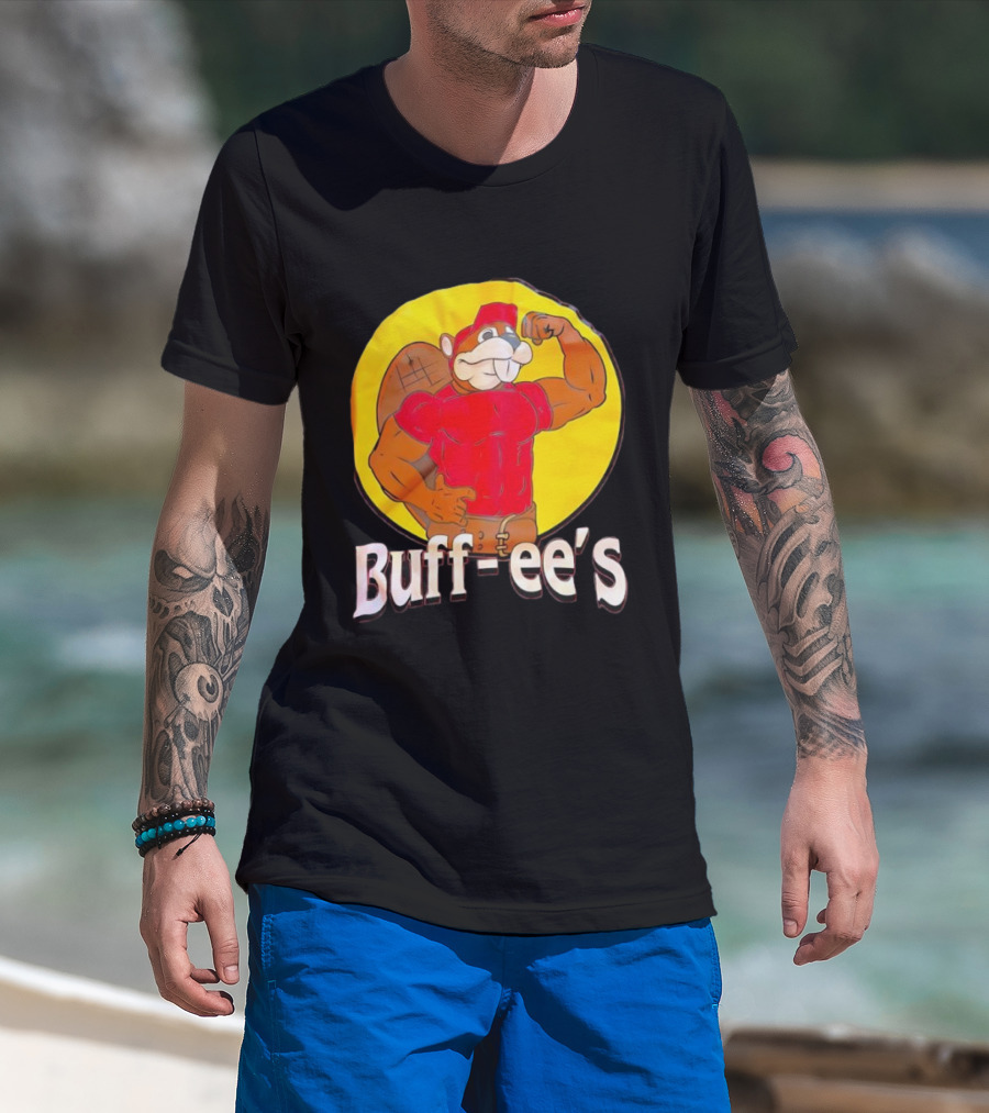 Buff Ee's Gym Muscular Beaver Flexing Muscles T-Shirt