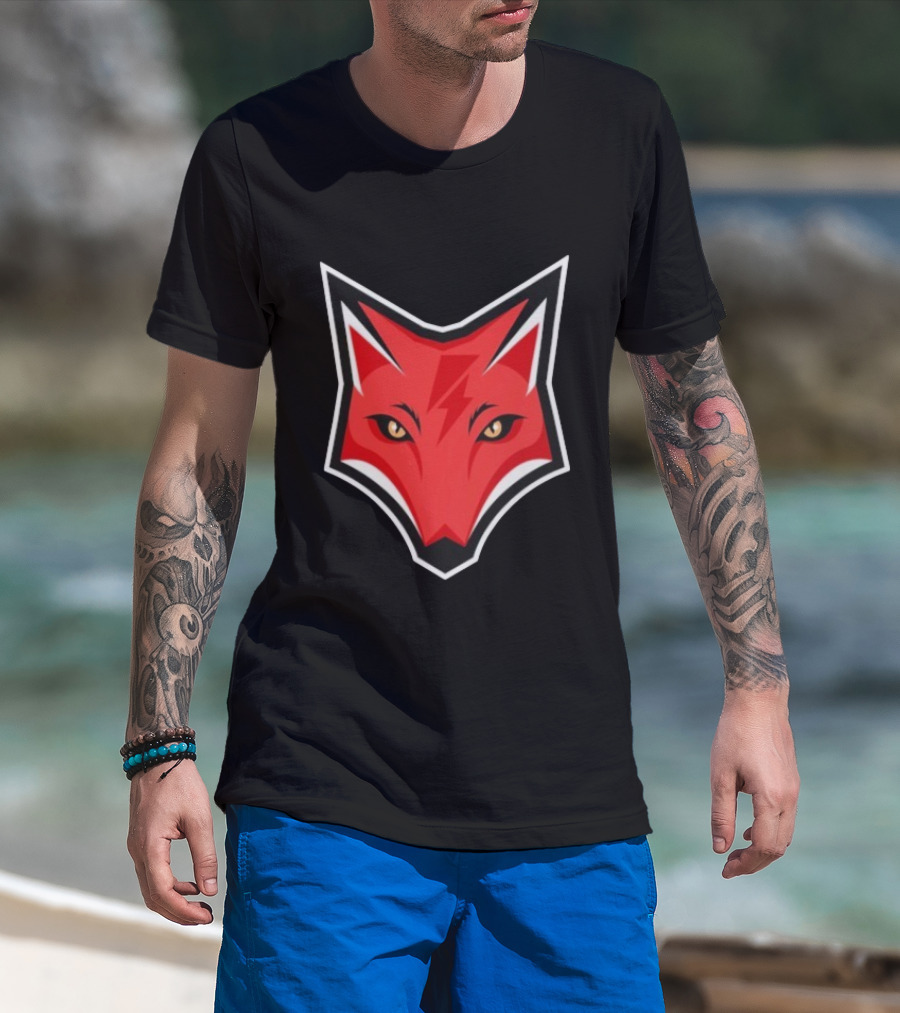 Electric Fox Lightning Emblem Red Fox Face T-Shirt