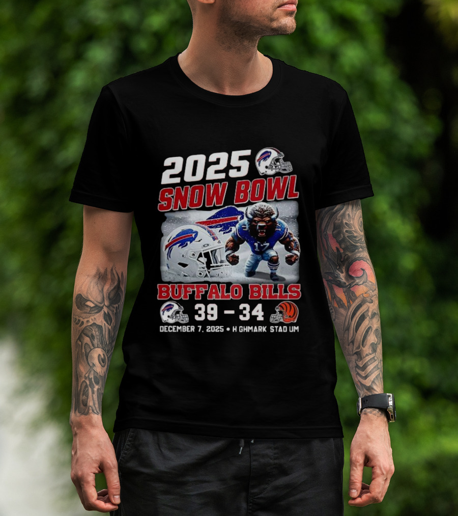2025 Snow Bowl Buffalo Bills 39 34 December 7 Highmark Stadium Buffalo Vs Cincinnati T-Shirt