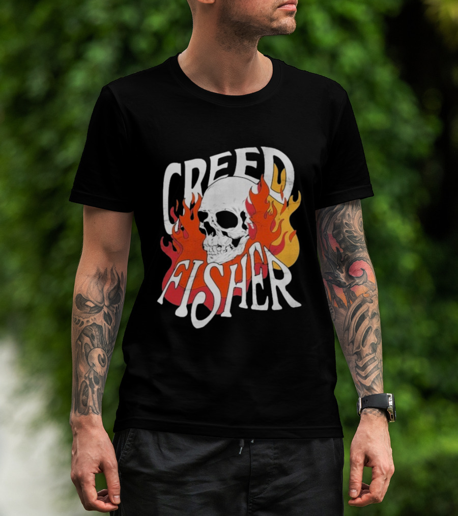 Creed Fisher Skull Flames Fire T-Shirt