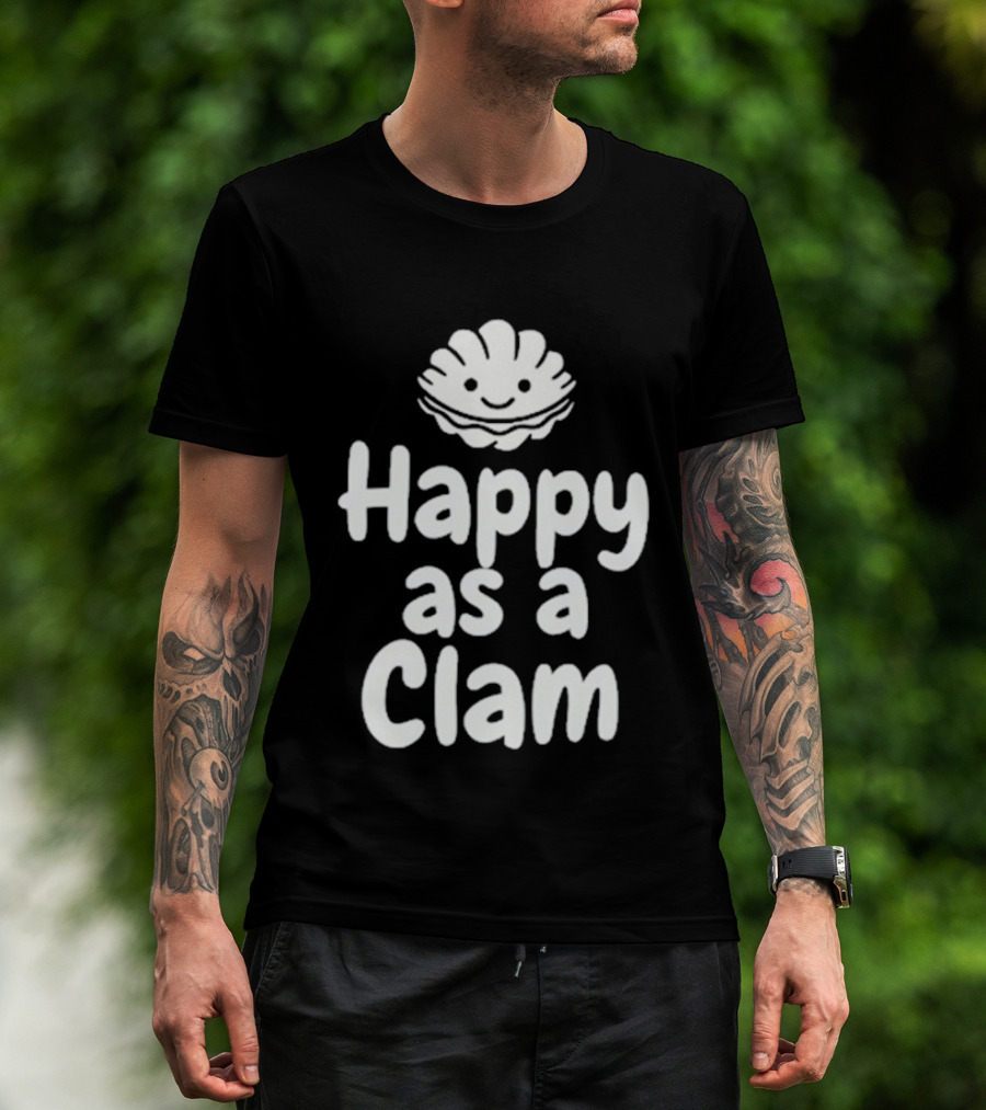 Happy As A Clam Cute Smiling Sea Shell T-Shirt
