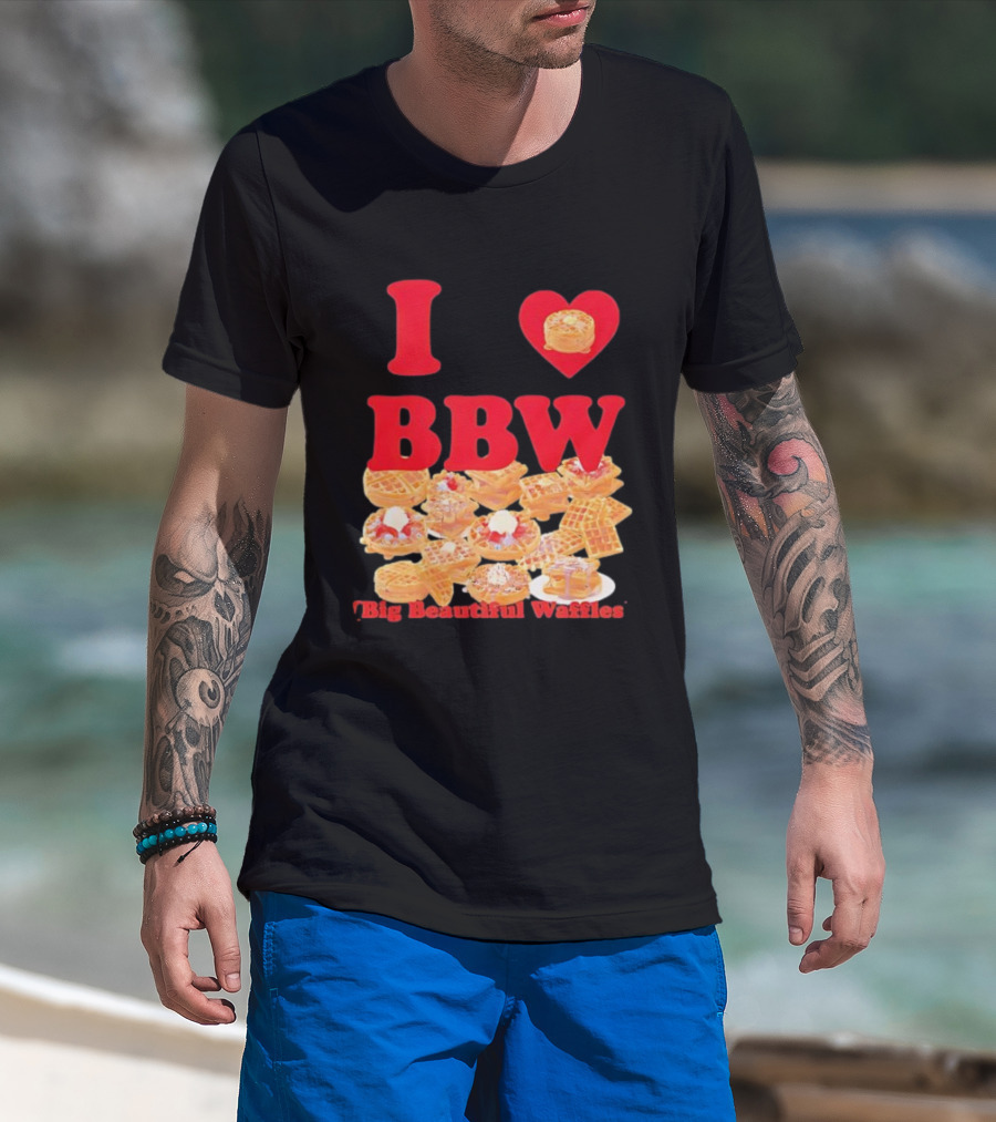 I Love BBW Big Beautiful Waffles Fun Food Lover Festival T-Shirt