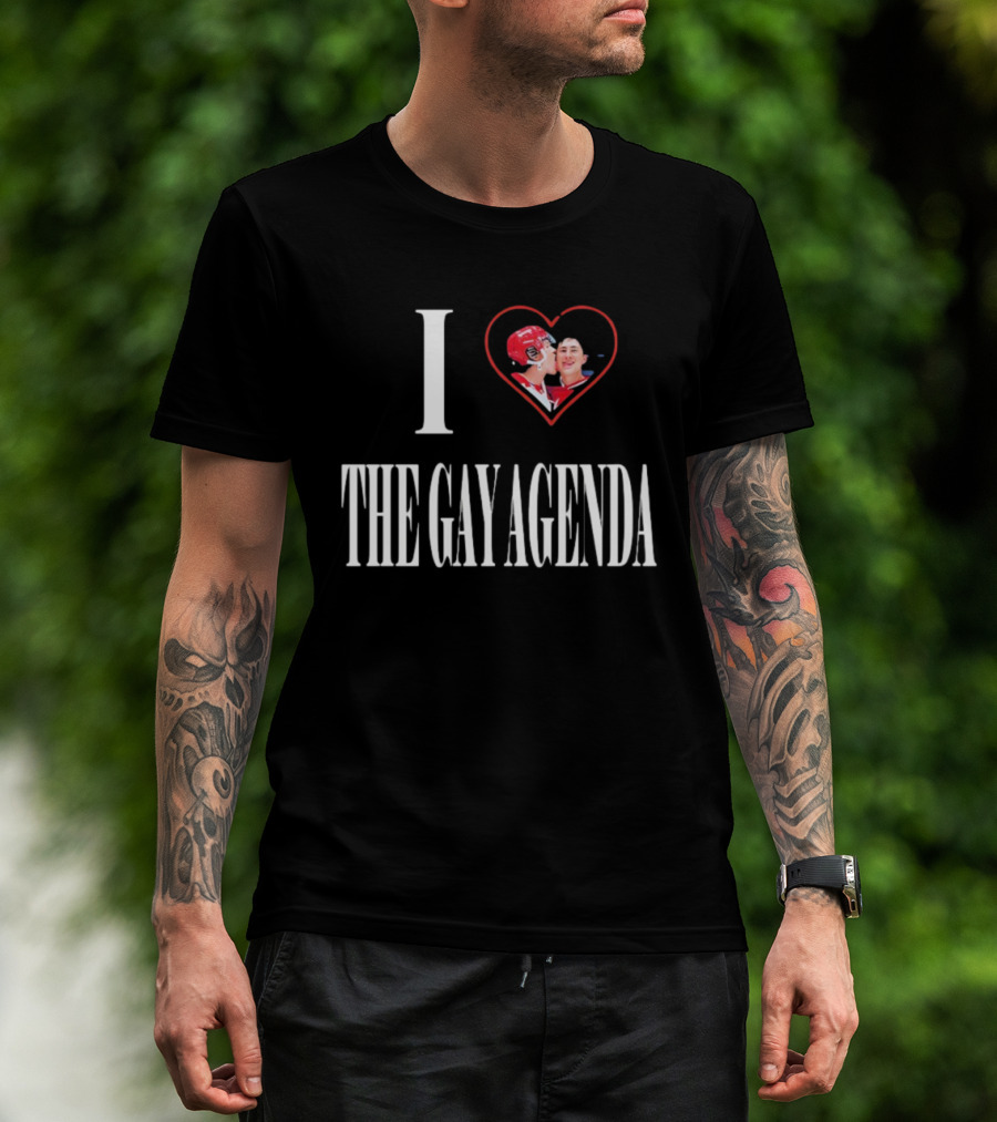I Love The Gay Agenda Hockey Embrace T-Shirt
