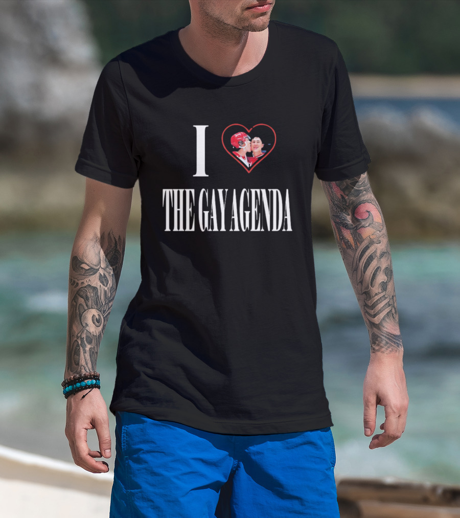 I Love The Gay Agenda Hockey Embrace T-Shirt