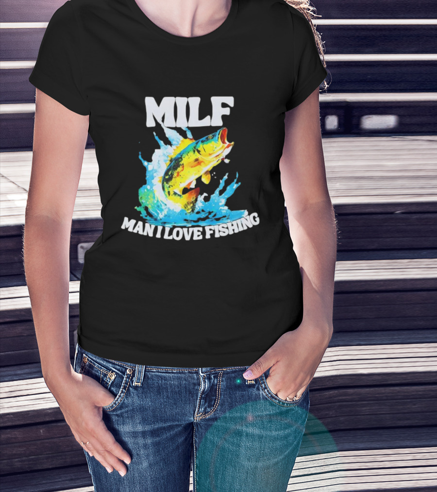 MILF Man I Love Fishing Peacock Bass Splashing Water T-Shirt