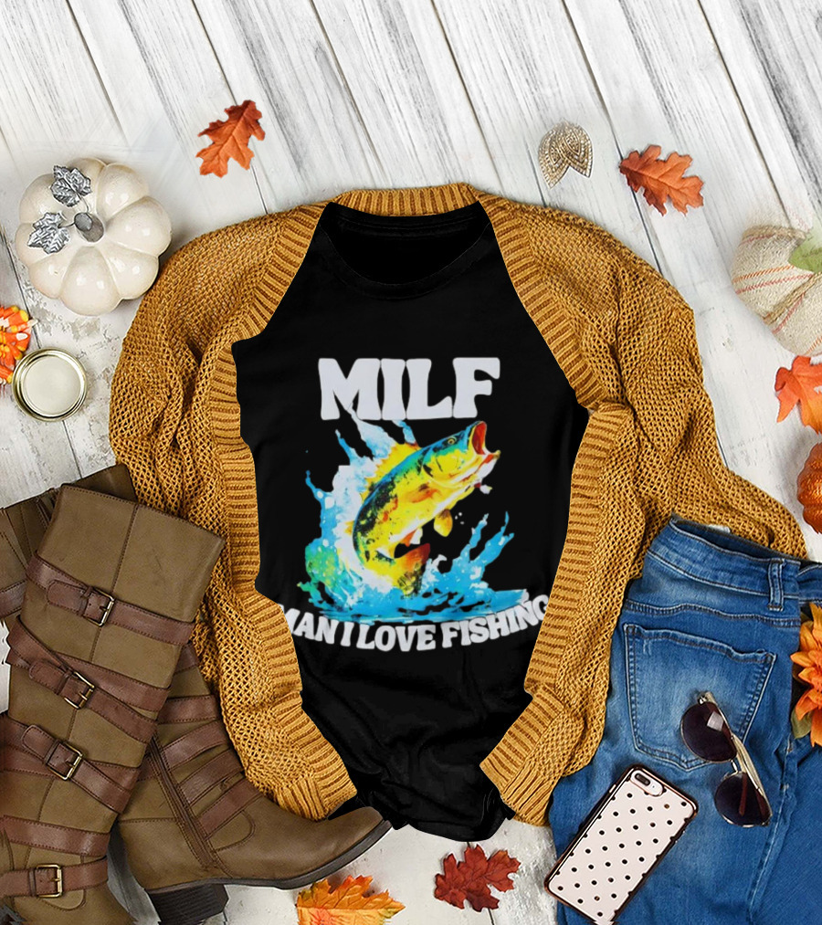 MILF Man I Love Fishing Peacock Bass Splashing Water T-Shirt