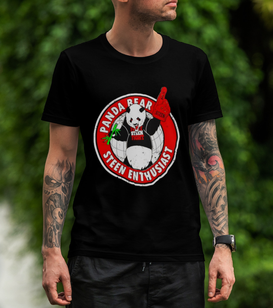 Panda Bear Steen Fight Enthusiast With Foam Finger And Bamboo T-Shirt