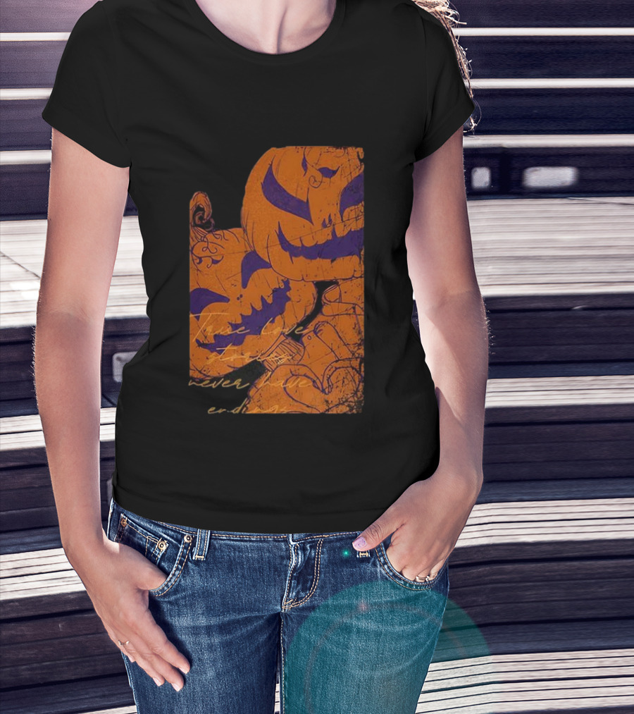 Pumpkin Head Selfie Love Stories Never Ending T-Shirt