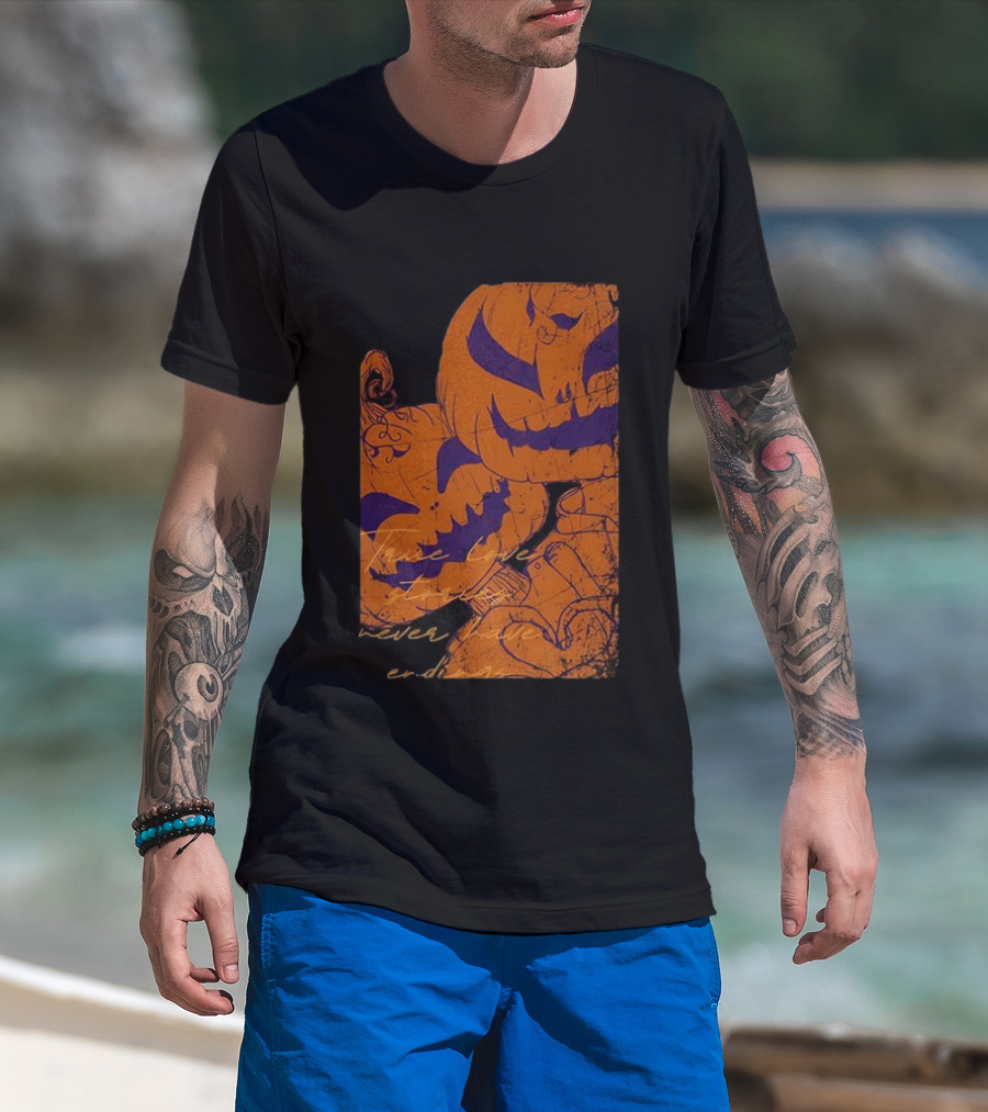 Pumpkin Head Selfie Love Stories Never Ending T-Shirt