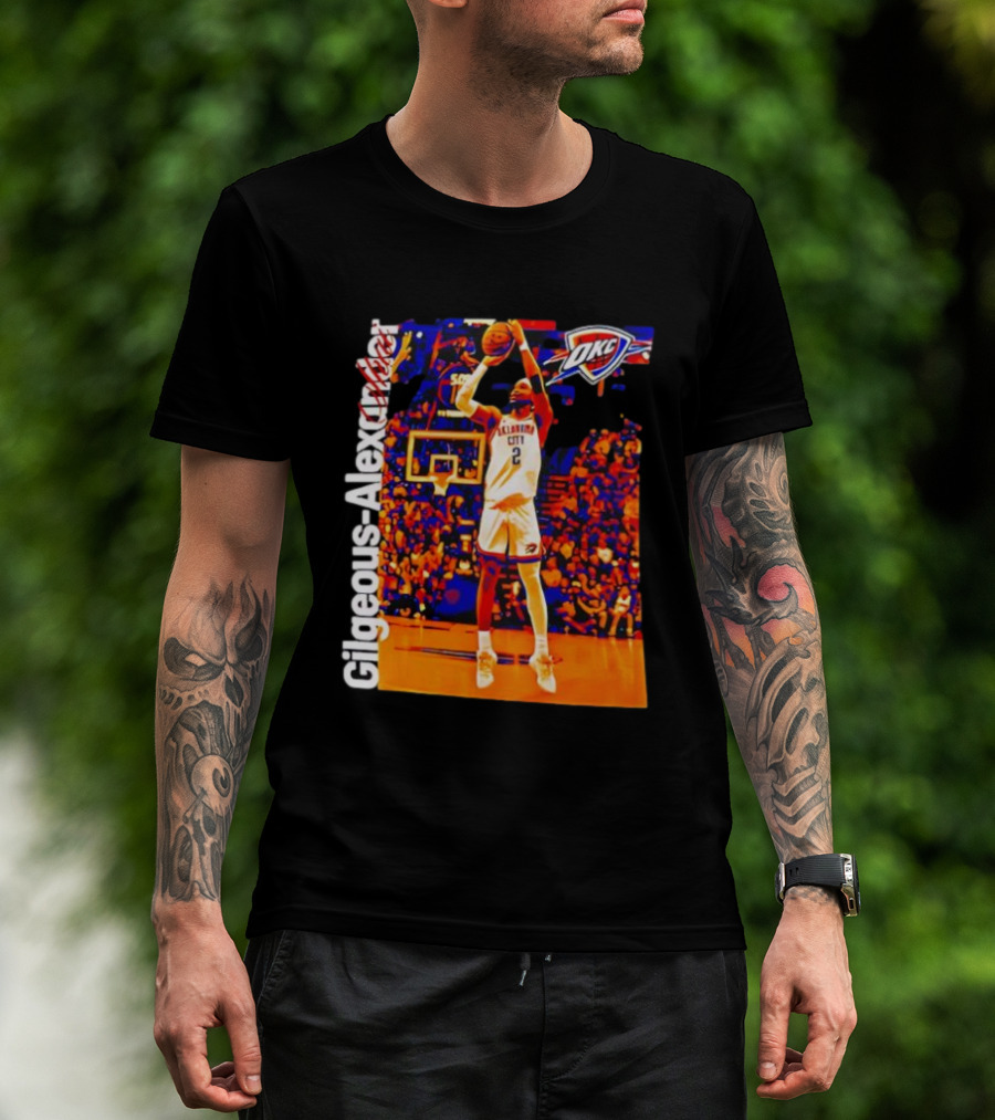 Oklahoma City Thunder Shai Gilgeous Alexander Basketball Action OKC Fans Gear T-Shirt