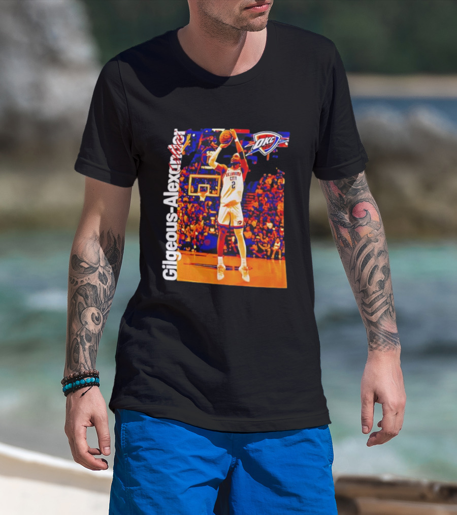 Oklahoma City Thunder Shai Gilgeous Alexander Basketball Action OKC Fans Gear T-Shirt