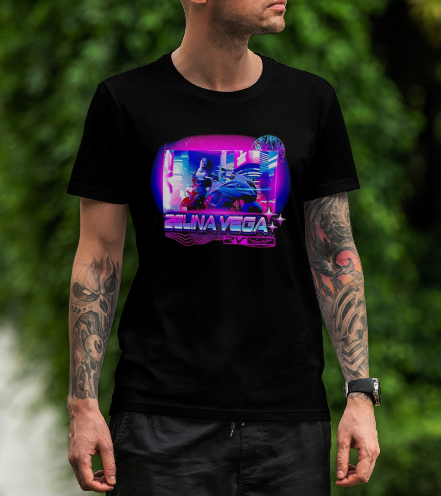 Zelina Vega Motorcycle Neon Cyberpunk WWE Champion T-Shirt