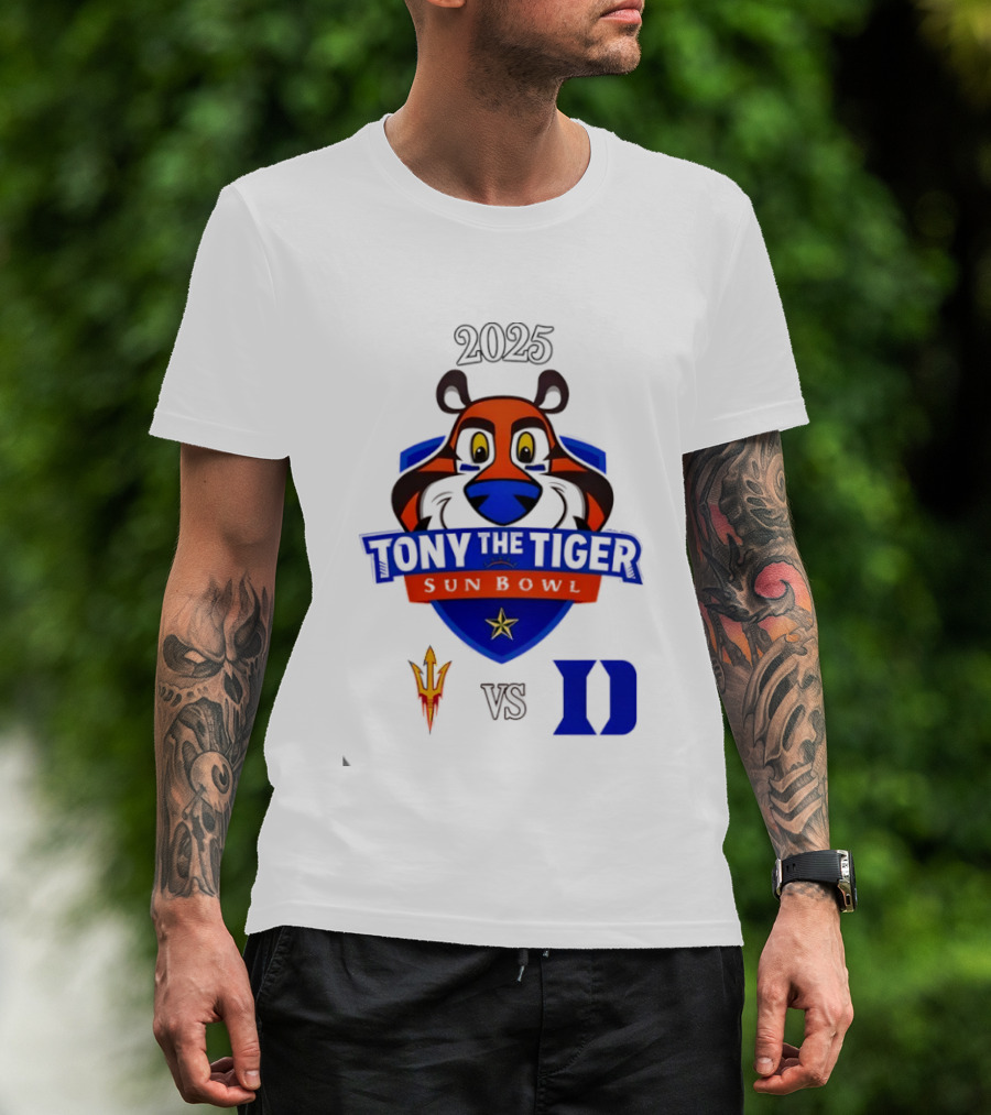 Arizona State Sun Devils Vs Duke Blue Devils 2025 Tony The Tiger Sun Bowl College Football Game T-Shirt