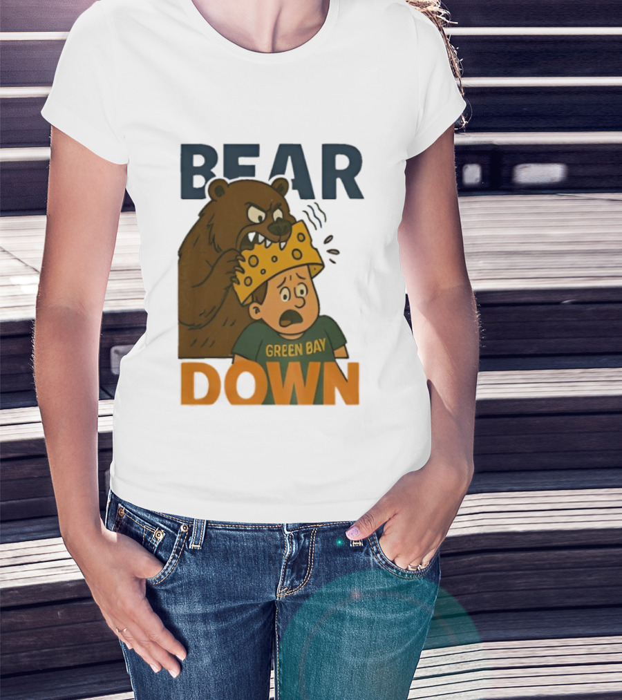 Bear Down Green Bay Packers Rivalry Cheesy Confrontation T-Shirt
