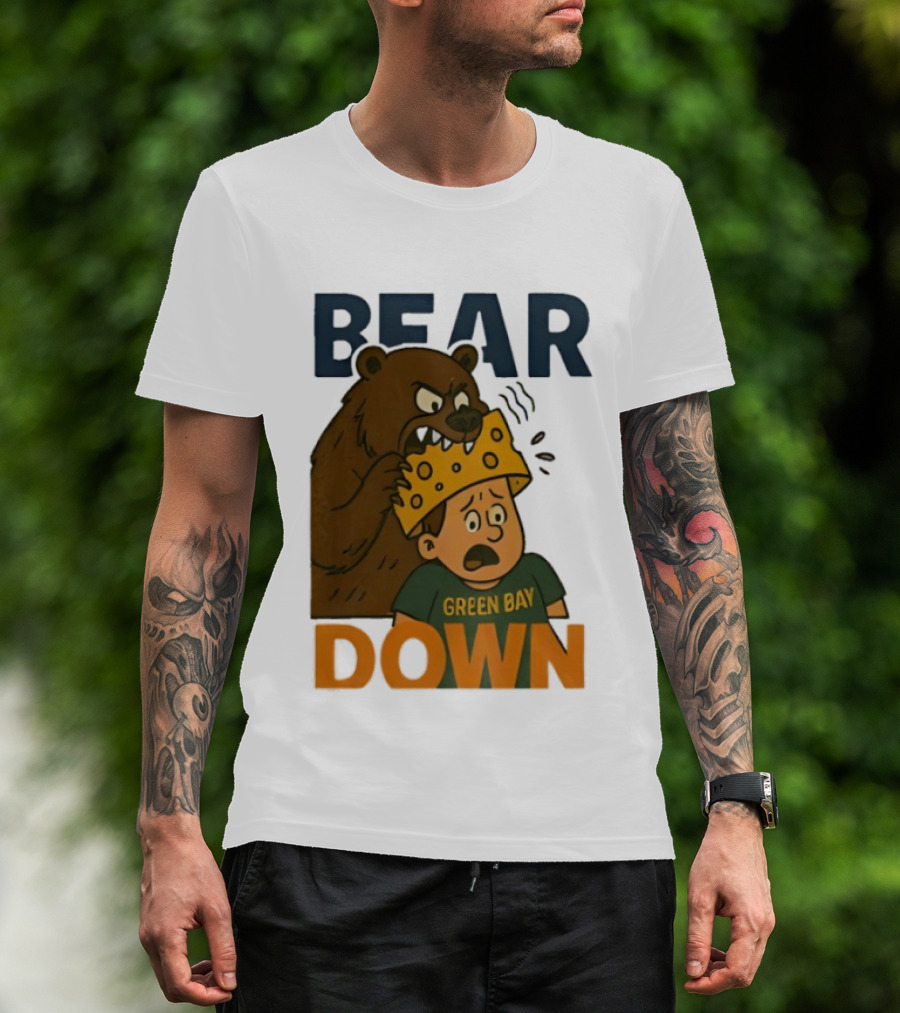 Bear Down Green Bay Packers Rivalry Cheesy Confrontation T-Shirt