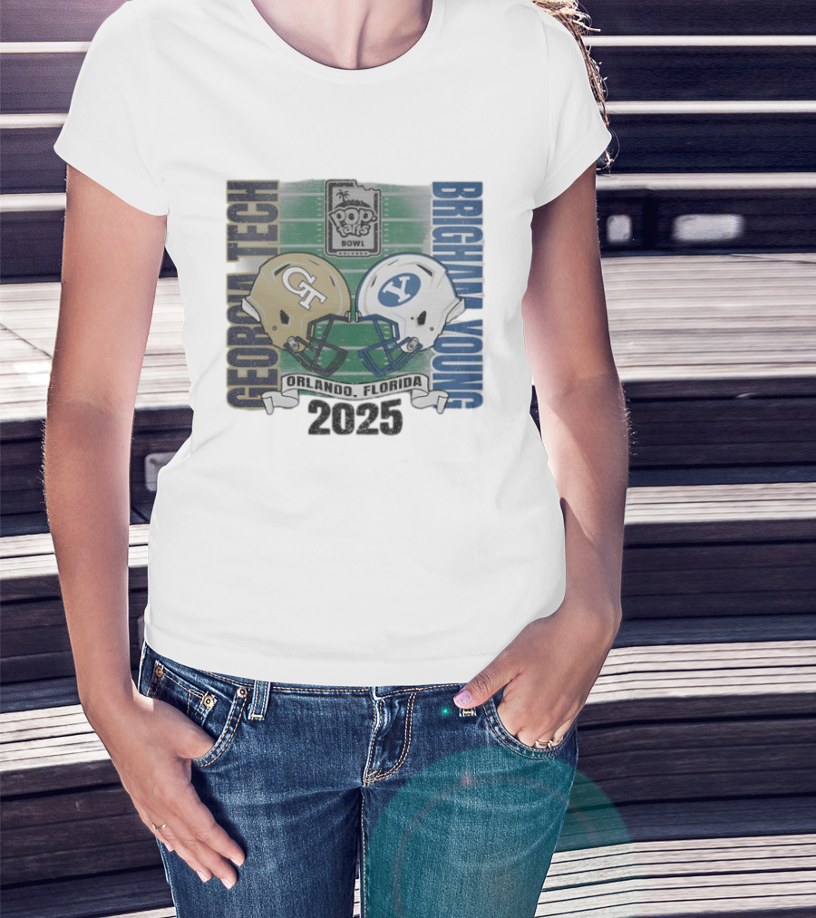 Georgia Tech Vs Brigham Young 2025 Pop Tarts Bowl Orlando Football Helmets T-Shirt